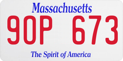 MA license plate 9OP673