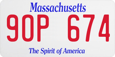 MA license plate 9OP674