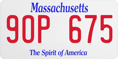 MA license plate 9OP675