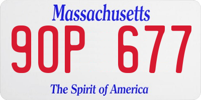 MA license plate 9OP677
