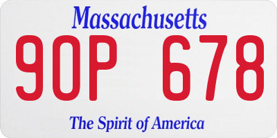 MA license plate 9OP678