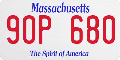 MA license plate 9OP680
