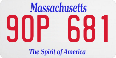 MA license plate 9OP681