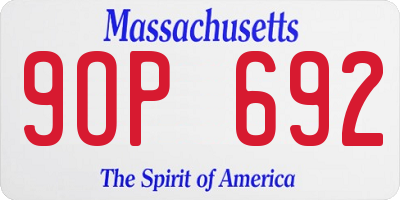 MA license plate 9OP692