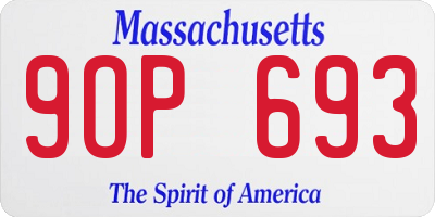 MA license plate 9OP693