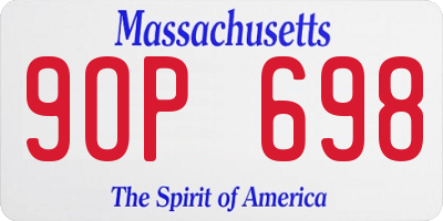 MA license plate 9OP698