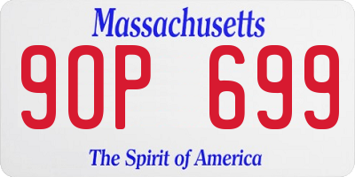 MA license plate 9OP699