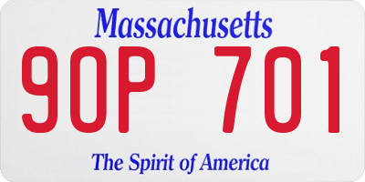 MA license plate 9OP701