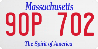 MA license plate 9OP702