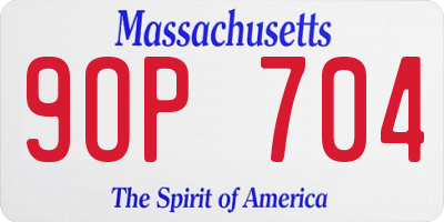 MA license plate 9OP704