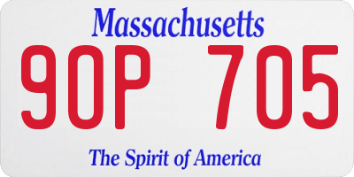 MA license plate 9OP705