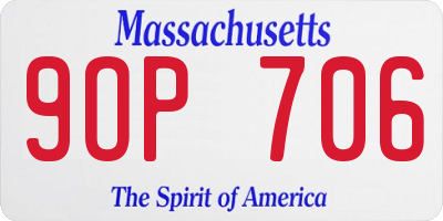 MA license plate 9OP706