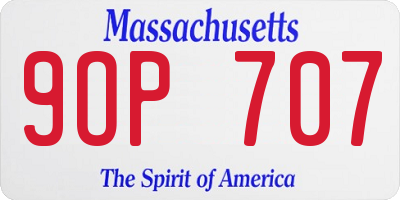 MA license plate 9OP707