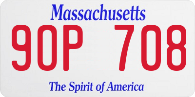 MA license plate 9OP708