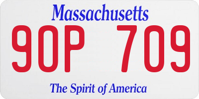 MA license plate 9OP709