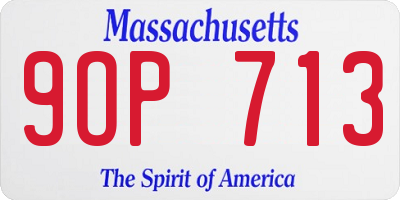 MA license plate 9OP713