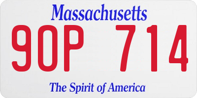 MA license plate 9OP714