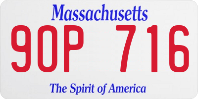 MA license plate 9OP716