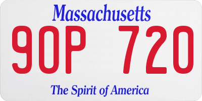 MA license plate 9OP720