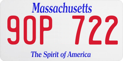 MA license plate 9OP722