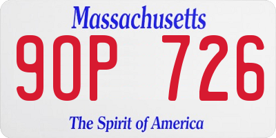 MA license plate 9OP726