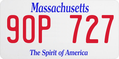 MA license plate 9OP727
