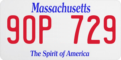 MA license plate 9OP729