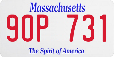 MA license plate 9OP731