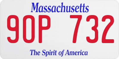 MA license plate 9OP732