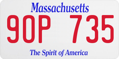 MA license plate 9OP735
