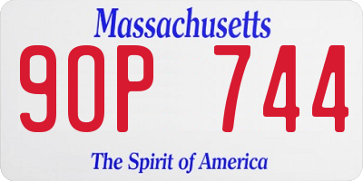 MA license plate 9OP744