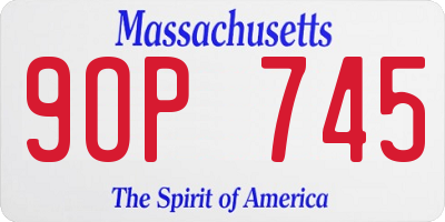 MA license plate 9OP745