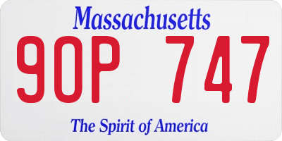 MA license plate 9OP747