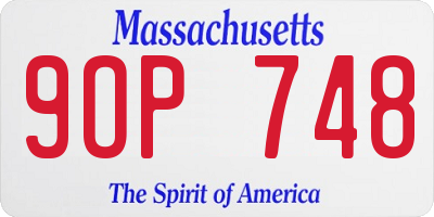 MA license plate 9OP748