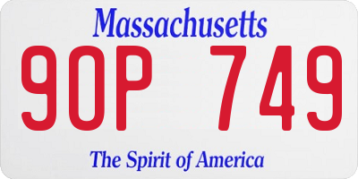MA license plate 9OP749