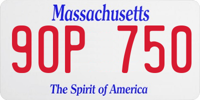 MA license plate 9OP750