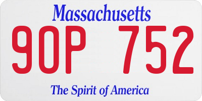 MA license plate 9OP752