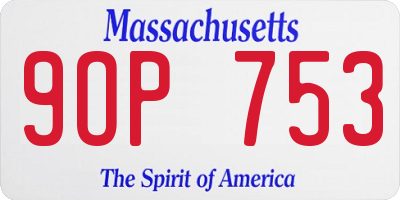 MA license plate 9OP753