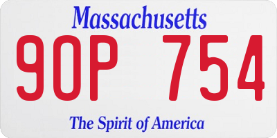 MA license plate 9OP754