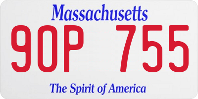 MA license plate 9OP755