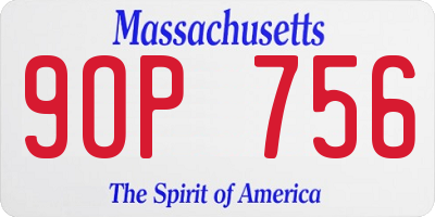 MA license plate 9OP756