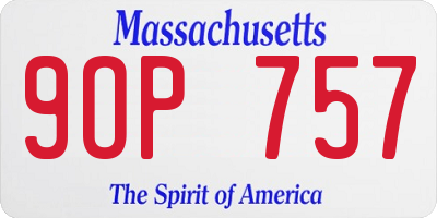 MA license plate 9OP757