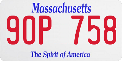 MA license plate 9OP758