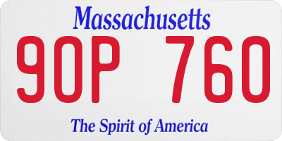 MA license plate 9OP760