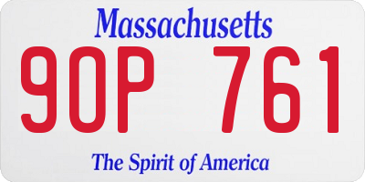 MA license plate 9OP761