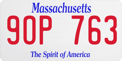 MA license plate 9OP763