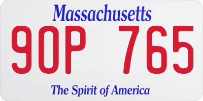 MA license plate 9OP765