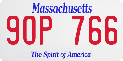 MA license plate 9OP766