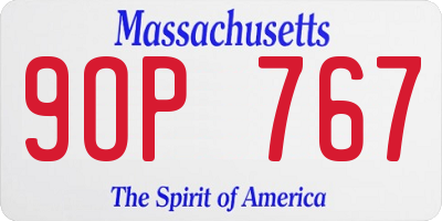 MA license plate 9OP767
