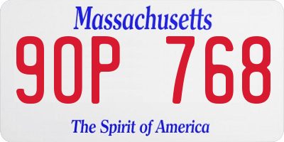 MA license plate 9OP768